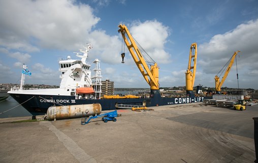 The Combi Dock III is the largest vessel to berth at Pembroke Port