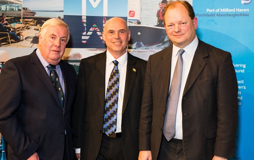 Port of Milford Haven Chief Executive Alec Don with Councillor Keith Lewis of Pembrokeshire County Council and Paul Davies AM