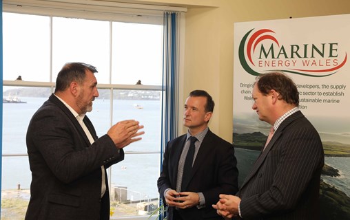 Welsh Secretary Alun Cairns met with Port of Milford Haven's CEO Alec Don and Wavetricity's CEO Simon Gillett