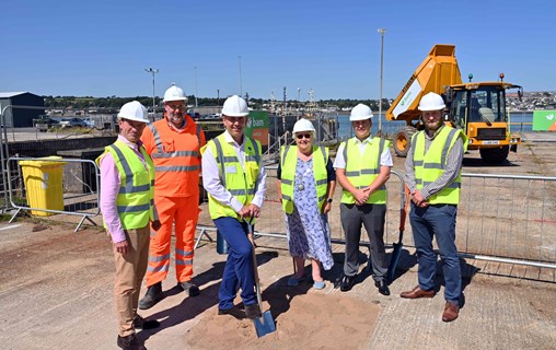 Representatives from across the region came together to celebrate the start of the construction of a new supersize slipway at Pembroke Port which will provide maximum flexibility for the launch and recovery of marine energy devices and vessels.    