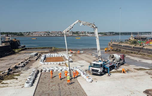 Construction of the new wider slipway